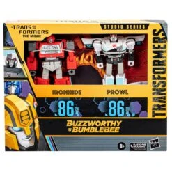 Hasbro Transformers Studio Series 86 Buzzworthy Bumblebee Voyager Action Figure Twinpack - Ironhide & Prowl -Hasbro Store f71295l00 pkg 23 2000px 300dpi
