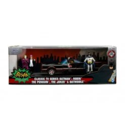 Jada Toys Batman 1966 - Batmobile With Batman, Robin, Penguin And Joker Figures Hollywood Rides 1:24 Scale Die Cast Vehicle